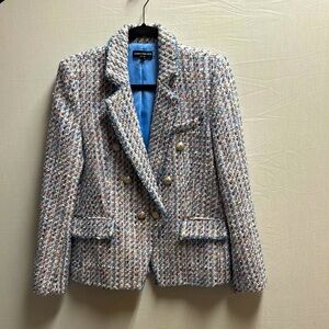 Generation Love light blue and pink Tweed Double-Breasted Jacket